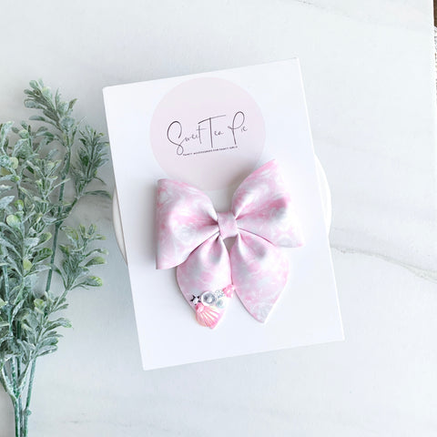 Seashell Sequin Glitter Sailor Bow