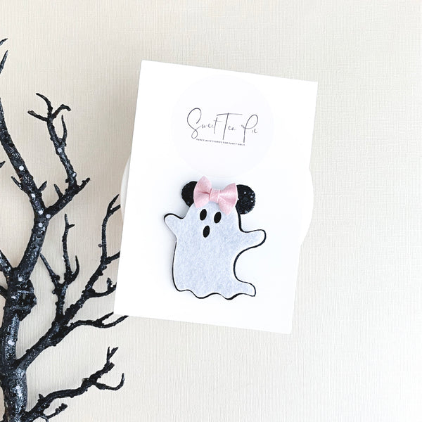 Felt Mouse Ghost Friend - Pink Bow