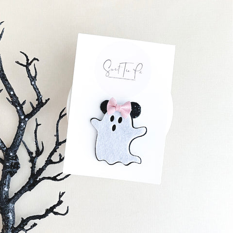 Felt Mouse Ghost Friend - Pink Bow