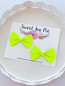 Neon Yellow Pigtail Hair Bows