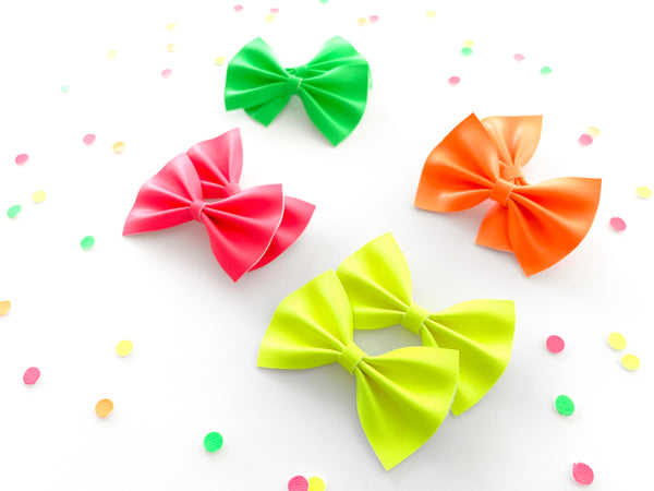 Neon Yellow Pigtail Hair Bows